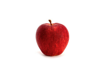 red apple with water drops isolated on a white background.