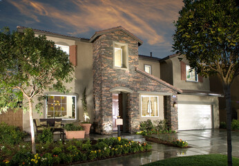 New Home architecture. House with landscaping