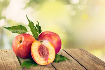 Natural fresh ripe peaches fruit. Delicious and healthy organic nutrition.