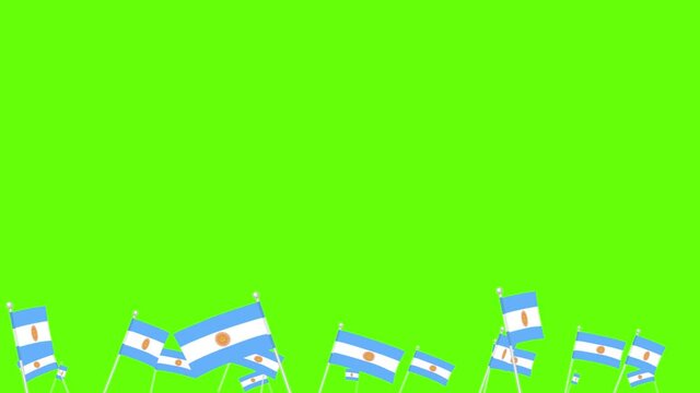 Many waving argentinian flags on green screen