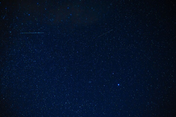 Night starry sky with stars, constellations, nebulae and galaxies at night. Abstract blue background