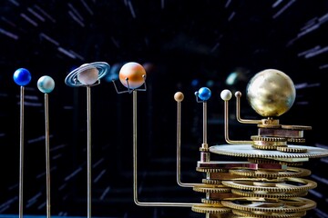 solar system model in black background
