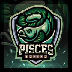 Pisces  zodiac mascot. esport logo design