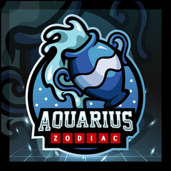 Aquarius zodiac mascot. esport logo design