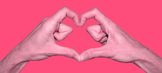 Fototapeta premium Love and romance - Photo of two hands in a heart shape - Valentine's Day