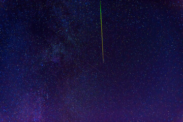 Colorful starry sky with many constellations with stars, nebulae, galaxies at night. Scientific...