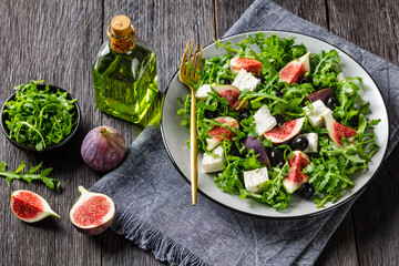 rocket figs feta and black olive salad