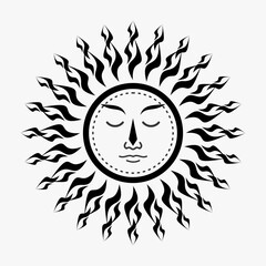 Circular pattern in the form of a mandala for Henna, Mehndi, tattoos, decorations. Abstract style decorative decoration. black and white face sun illustration