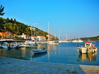 Fototapeta na wymiar Greece, the island of Ithaki-a view of the harbor in town Kioni