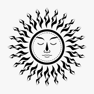 Circular pattern in the form of a mandala for Henna, Mehndi, tattoos, decorations. Abstract style decorative decoration. black and white face sun illustration