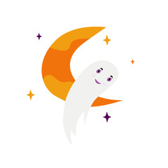 A ghost in the sky among the moon and stars