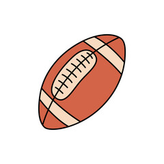 Rugby ball. Sport equipment sketch. Hand drawn doodle icon. Vector freehand fitness illustration