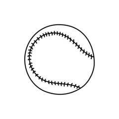 Baseball ball. Sport equipment line sketch. Hand drawn doodle outline icon. Vector black and white freehand fitness illustration