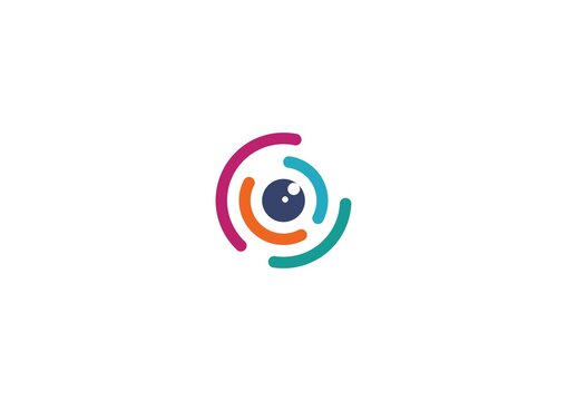 Eye vector logo design idea. Camera eye logo. Photo video control icon.