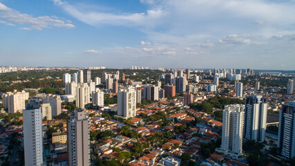 Aerial drone view of the Brooklin neighborhood in São Paulo, Brazil. 
Beautiful new buildings for...