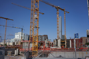 Fototapeta na wymiar Hamburg, Germany - July 18, 2021 - the construction of a new residential area in the port