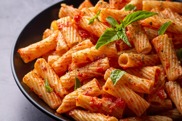 Penne pasta with tomato sauce