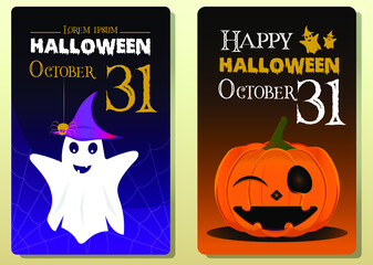 Halloween. Two flyers for the celebration of Halloween, on October 31. Porters of a ghost and a pumpkin