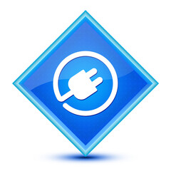 Electric plug icon isolated on special blue diamond button illustration