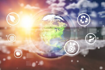 Environmental technology concept. Sustainable development goals on nature background