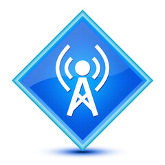 Network icon isolated on special blue diamond button illustration