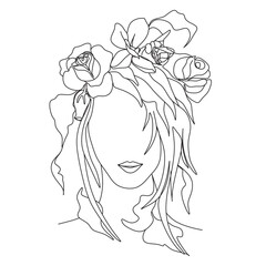 Woman face with butterfly. Line art female hands with butterflies. Abstract face with butterfly by one line vector drawing. Portrait minimalistic style. Botanical print. Nature symbol of cosmetics.