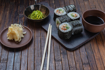 Japanese sushi - fast food. Asian traditional snack
