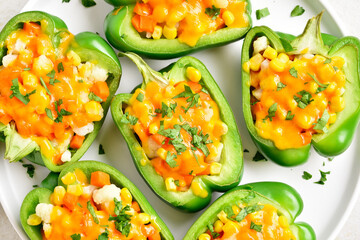Baked green bell peppers