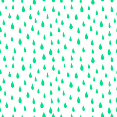 Seamless pattern with green raindrops