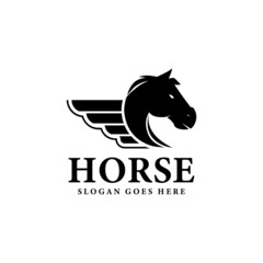 Flying horse logo design template vector