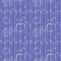 baby print seamless pattern clouds sun flowers for kids vector illustration