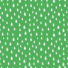 Green seamless pattern with white raindrops