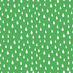Gordijnen Groen naadloos patroon met witte regendruppels © FRESH TAKE DESIGN