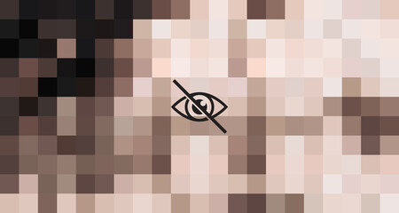 Explicit content background. Skin tones backdrop with censored eye icon. Vector illustration