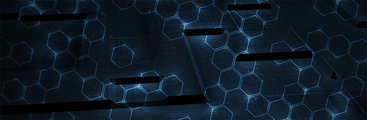 Obraz na płótnie Canvas Futuristic Hexagon background. Blue Hexagonal pattern. Modern vector illustration 