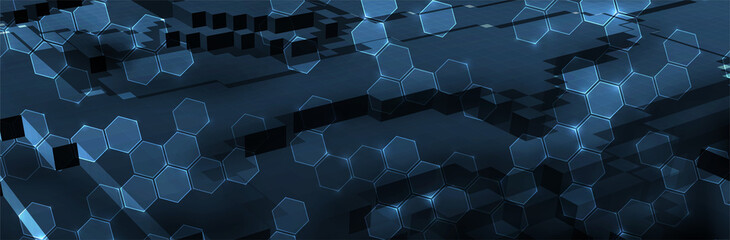 Futuristic Hexagon background. Blue Hexagonal pattern. Modern vector illustration
