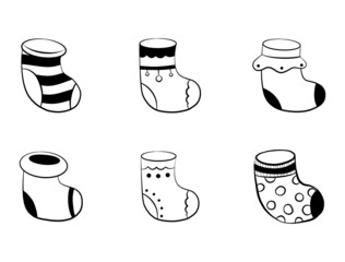 set of Christmas gift socks icon
