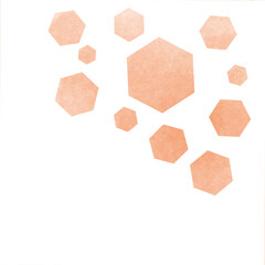 Many polygons of different sizes painted with paints, watercolor texture. White background.