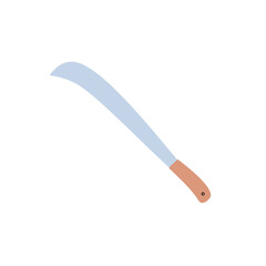 Machete sword or knife with long blade flat vector illustration isolated.