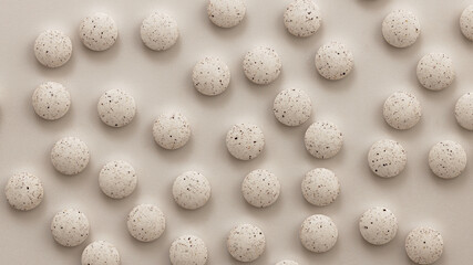 white medical pills on white background close-up. dietary supplements top view. wellbeing and personal health care concept