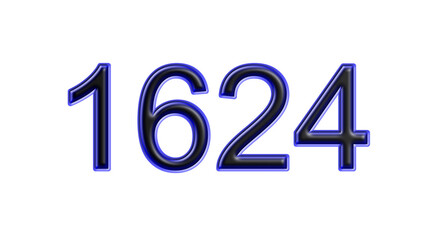 blue 1624 number 3d effect white background