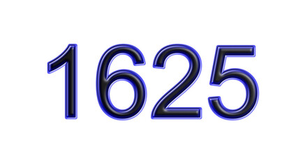 blue 1625 number 3d effect white background
