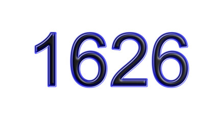 blue 1626 number 3d effect white background