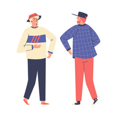 Elbow bump of two white male hipsters