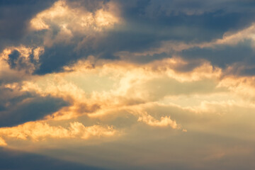 dramatic sky at sunset. beautiful cloud formations in evening light