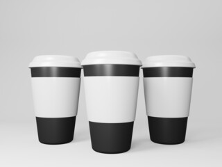 coffee cup 3d rendering 4k resolution image clean gray background