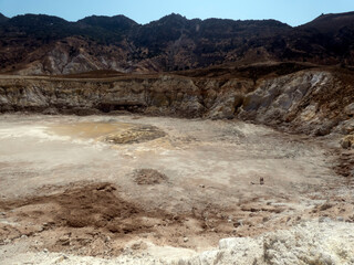 Stefanos crater of Nisyros volcano on Nisyros island in Greece