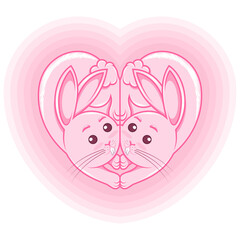 Illustration of heart shaped rabbits