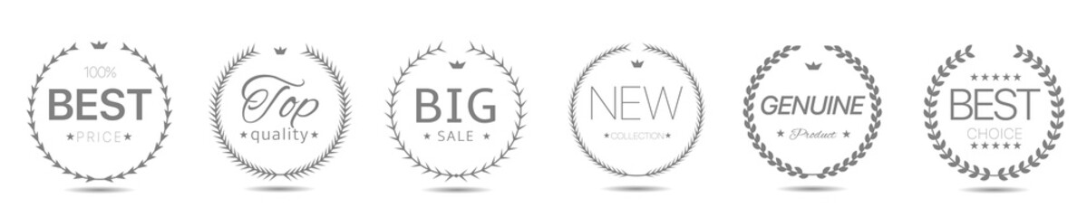 Best price Grey laurel wreath label set