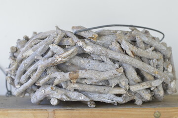 wooden nest on a balcony for birds 